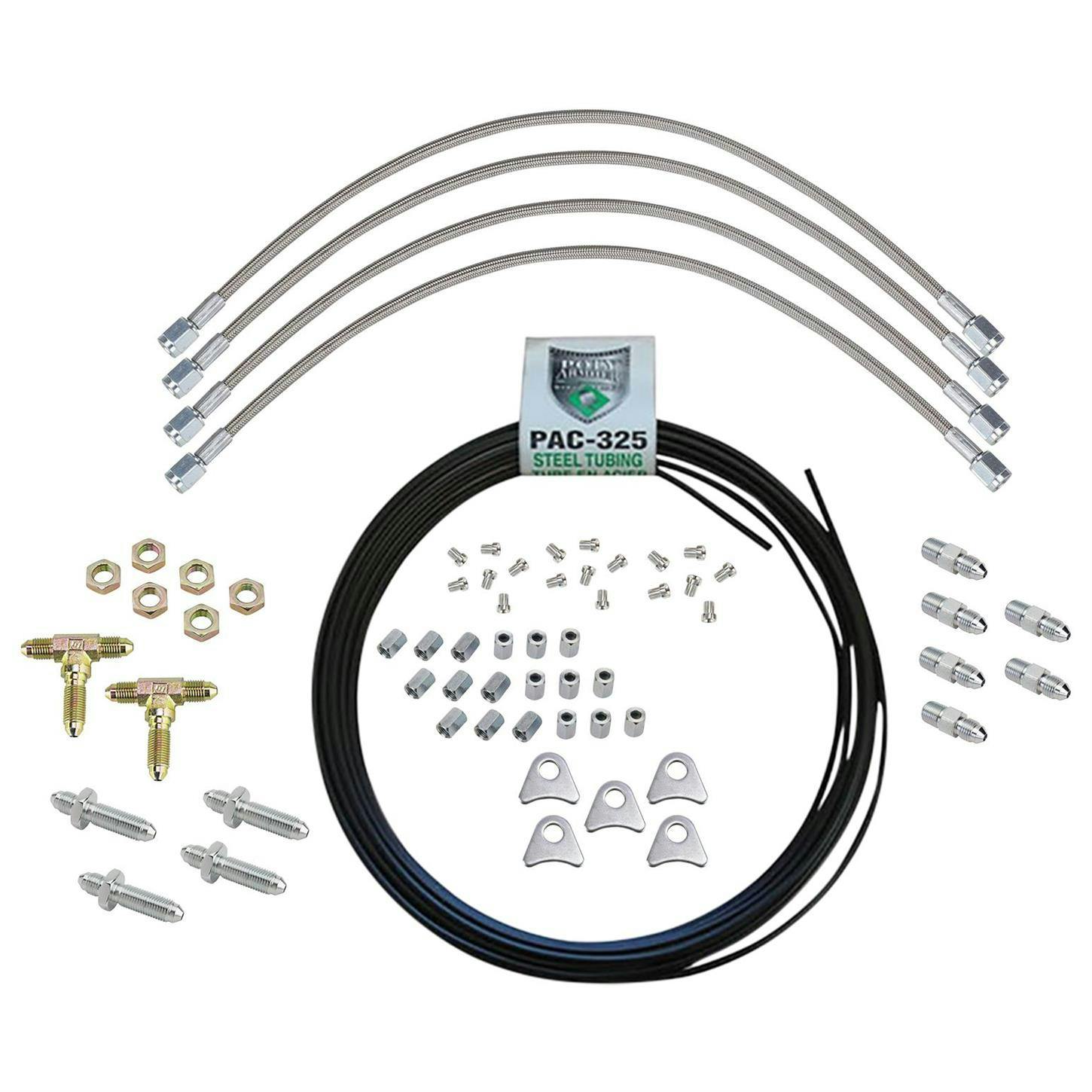 3/16 Inch PVF Coated Steel Brake Line Kit, -3 AN Fittings