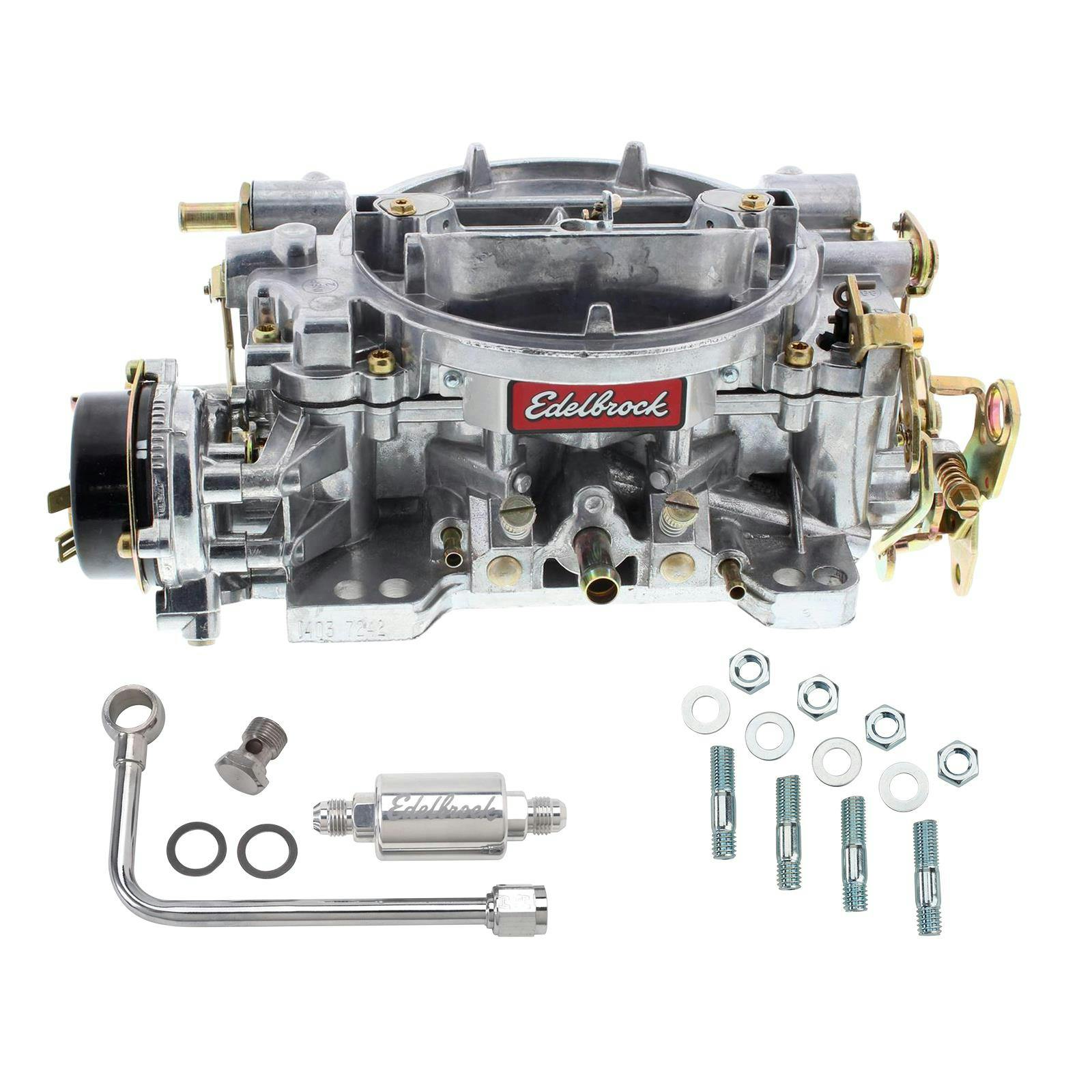Edelbrock 1403 Performer 500CFM 4-BBL Carb w/8131 Fuel Line Kit