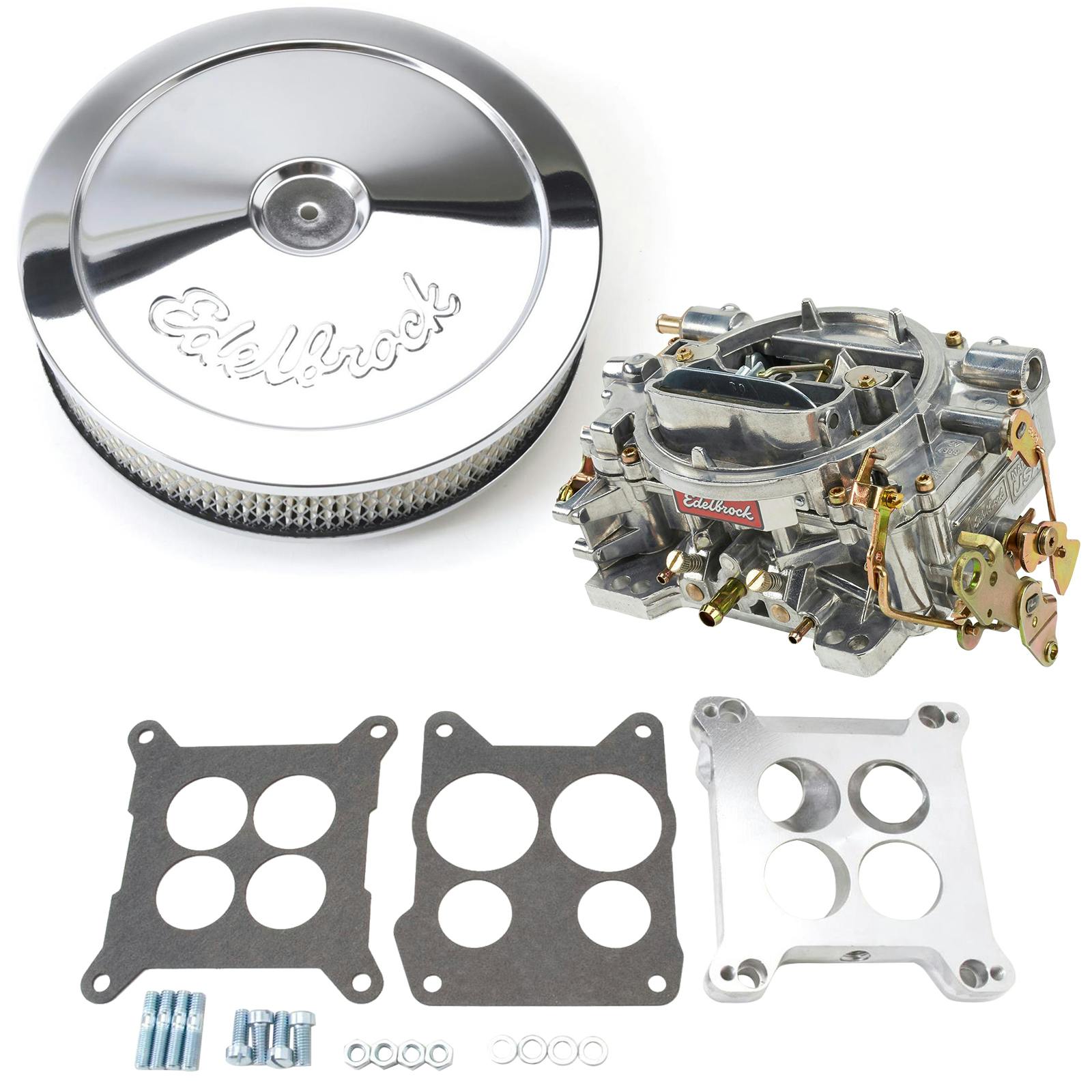 Edelbrock 1405 Performer 600CFM Carb w/2696 Adapter/1208 Filter
