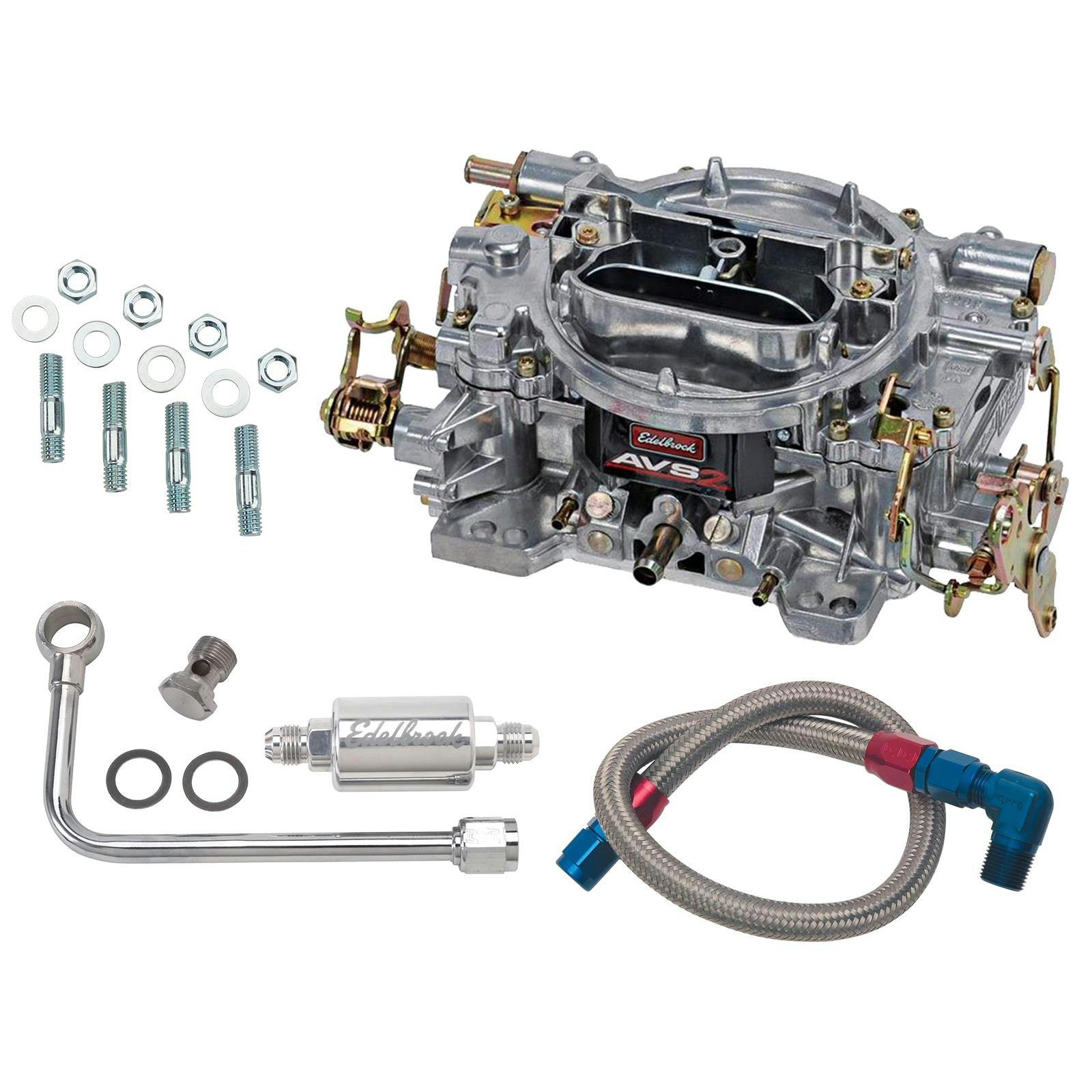 Edelbrock 1902 AVS2 Series 500CFM Carb with 8131/8123 Fuel Line