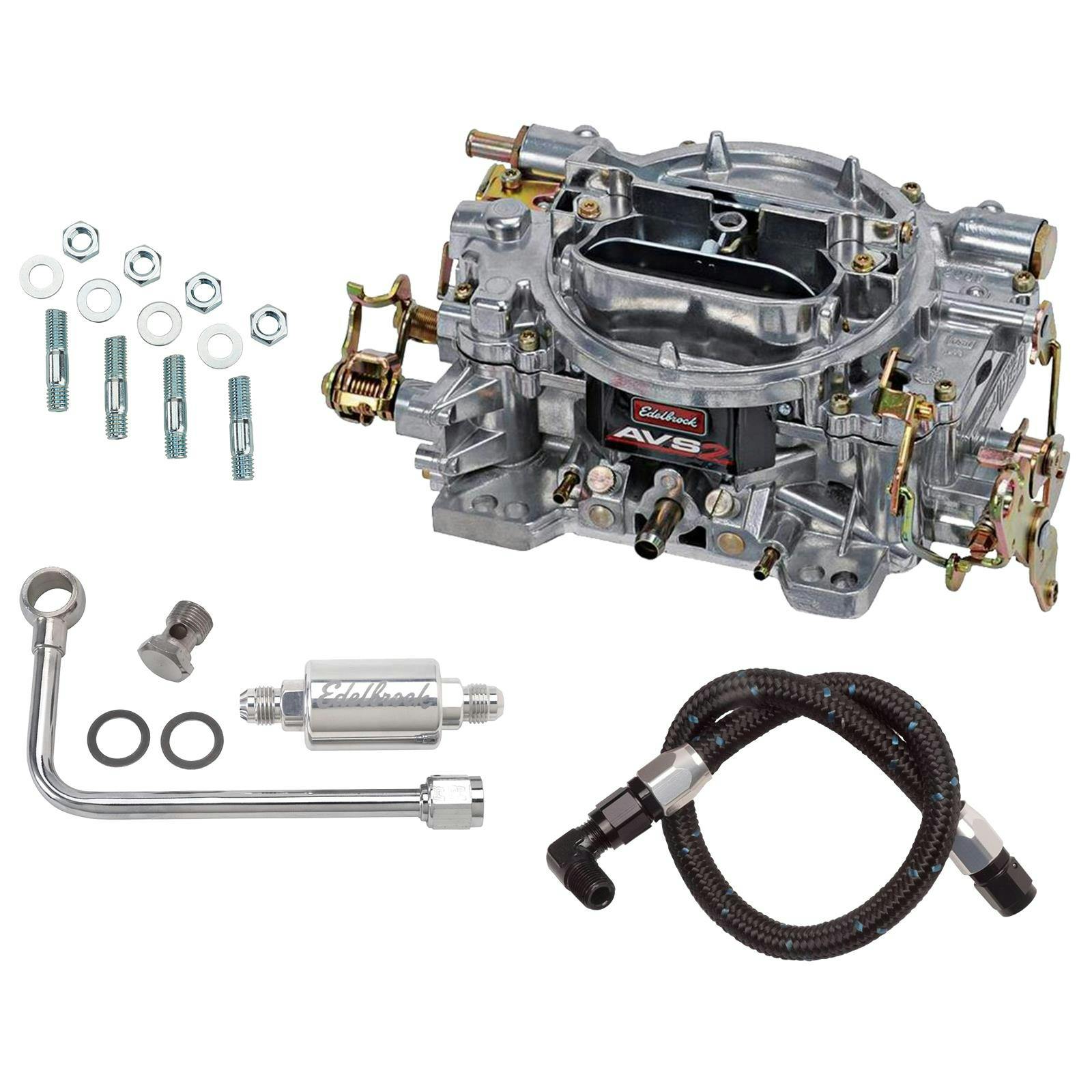 Edelbrock 1902 AVS2 Series 500CFM Carb with 8131/81233 Fuel Line