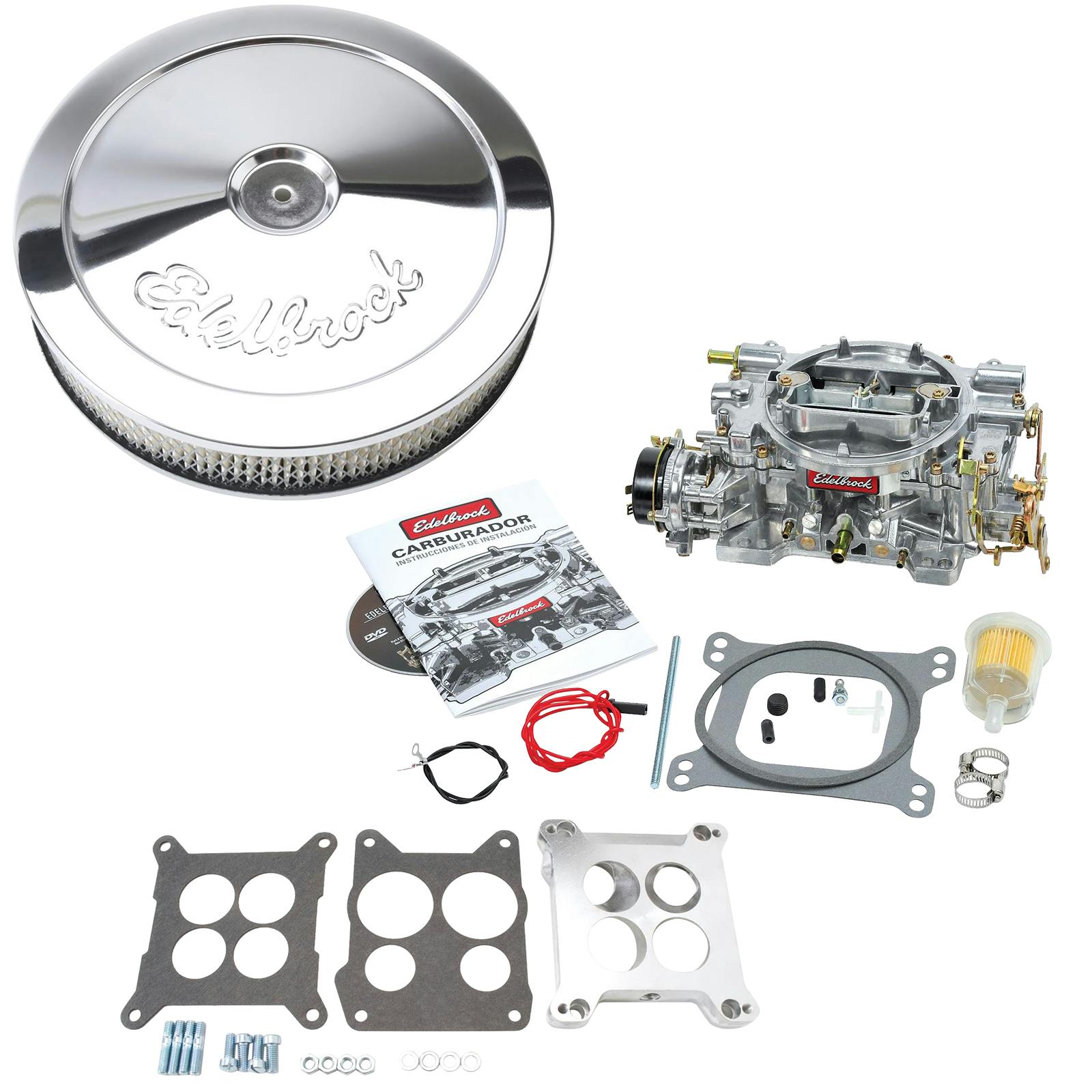 Edelbrock 1406 Performer 600CFM Carb w/2696 Adapter/1208 Filter