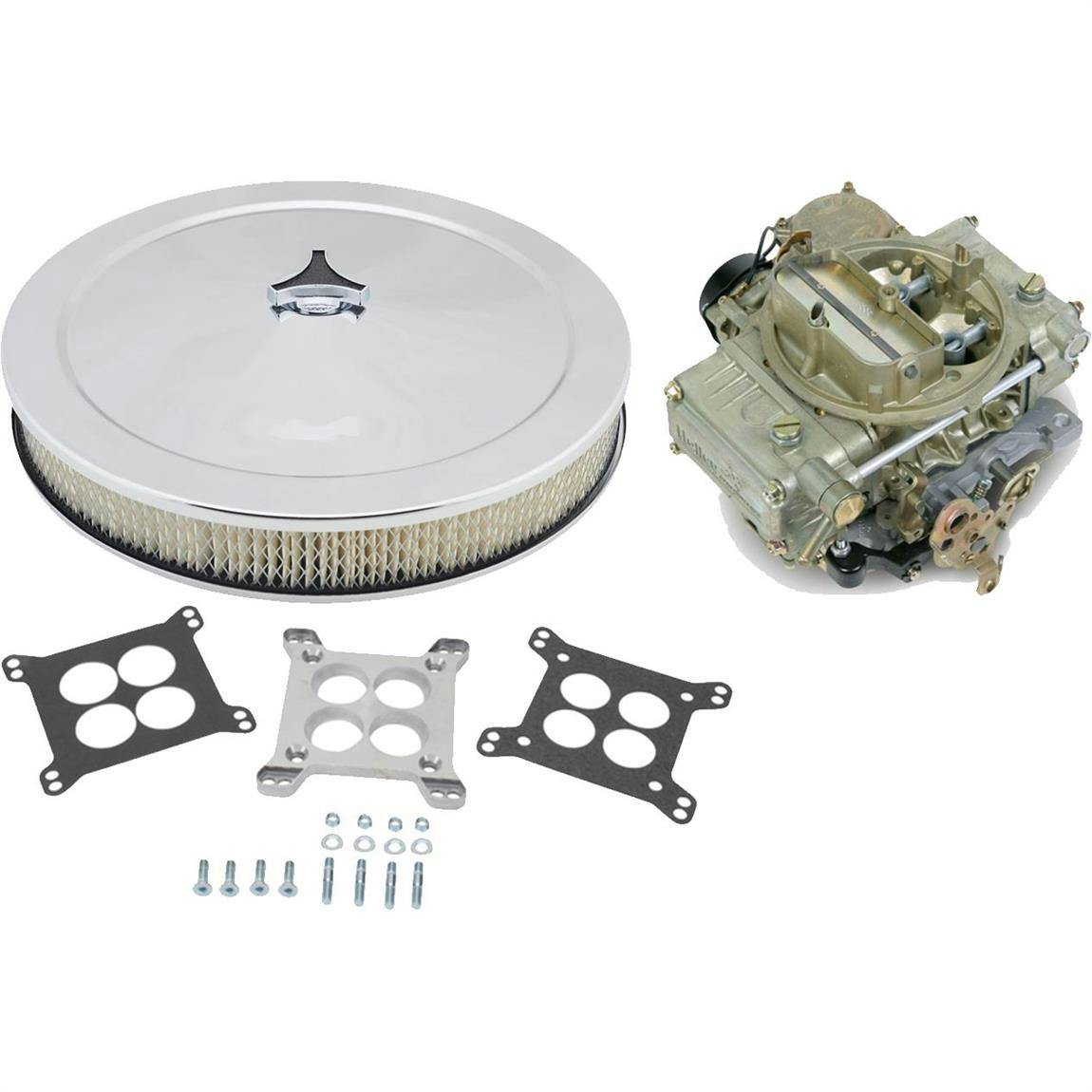 Holley 0-8007 390CFM Carburetor w/Adapter and 14 Inch Filter Kit