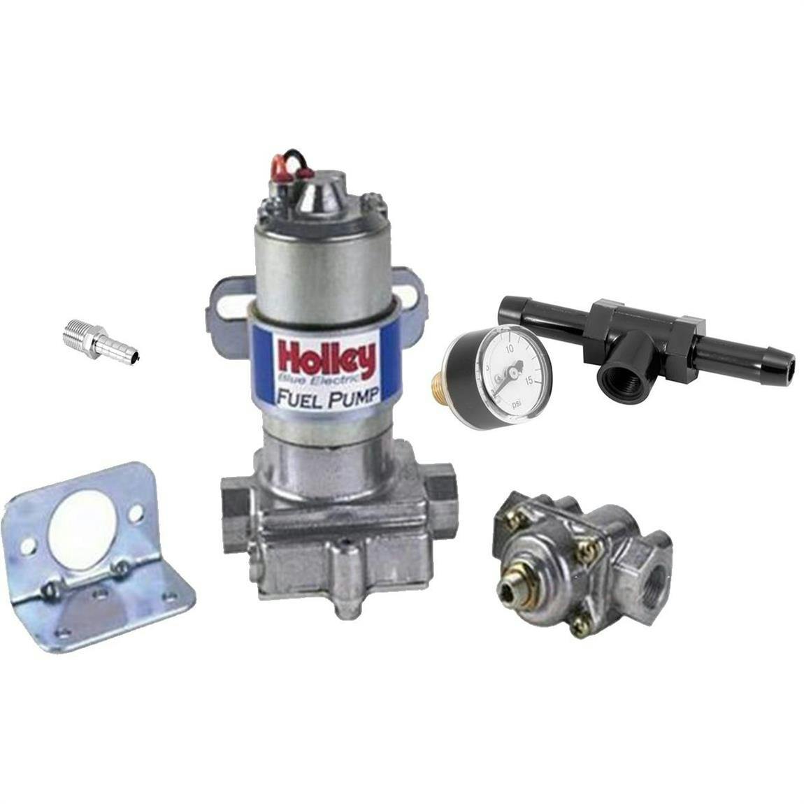 Holley 12-802-1 Blue Electric Fuel Pump/Press Gauge, 5945 Fitting