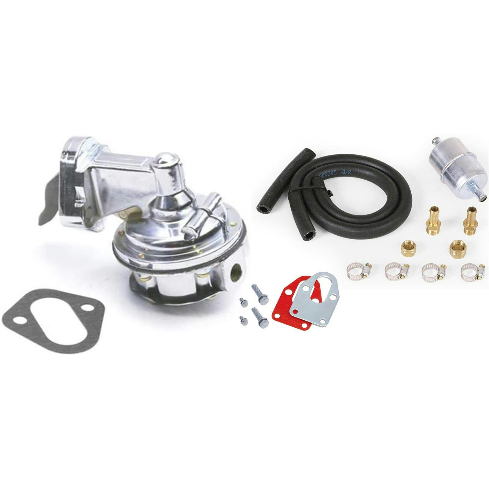 Holley 12-834 Fuel Pump w/24 In. Fuel Hose Install Kit, 58-76 SBC