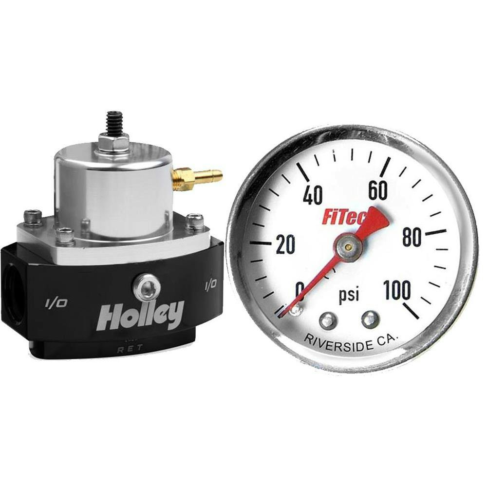 Holley 12-879 Fuel Press Regulator 4-65 PSI w/FiTech 80117 Gauge