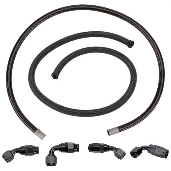 GEN II Power Steering Hose Kit, AN6, Black Hose/Anodized Fittings