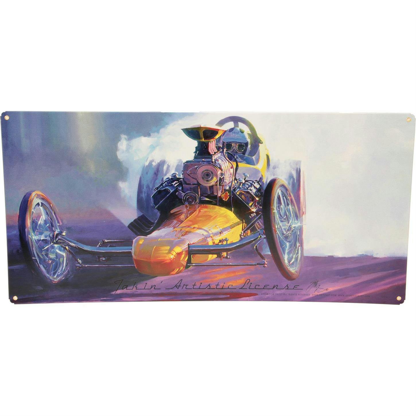 Tom Fritz Taking Artistic License Tin Sign, 24 x 12 Inch