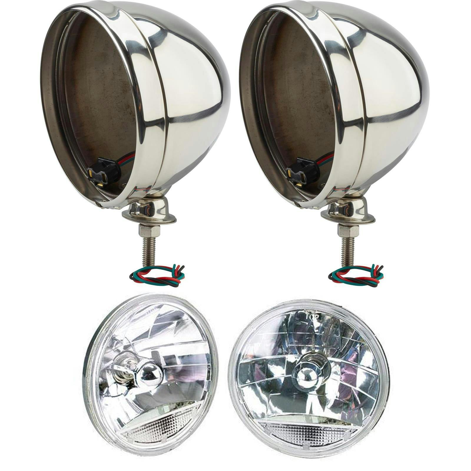 Speedway 7 Inch Fluted Headlight w/Clear Turn Signal, Stainless