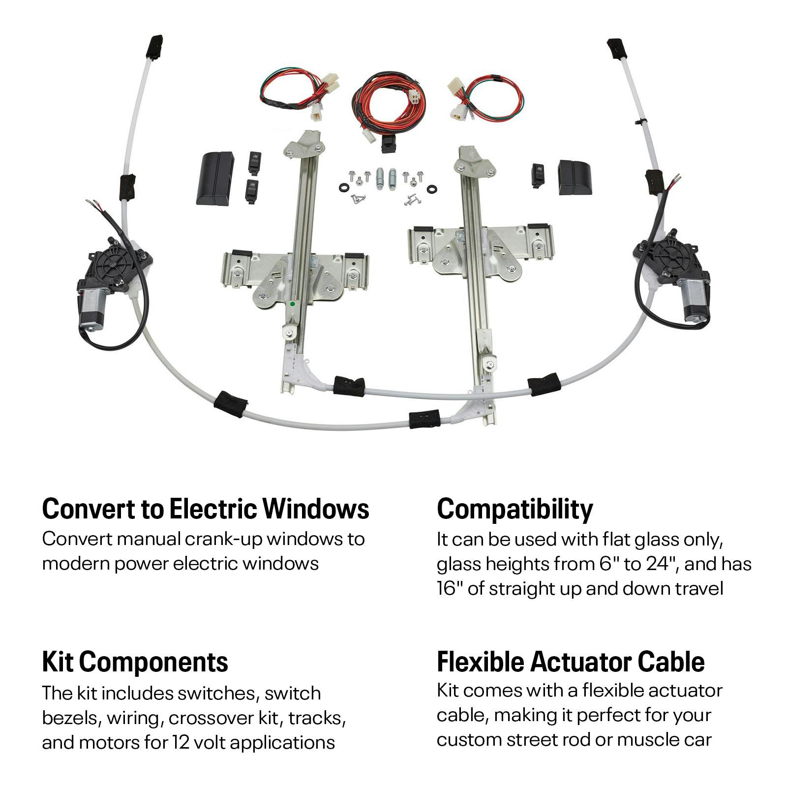 Universal 2 Door Power Window Conversion Kit