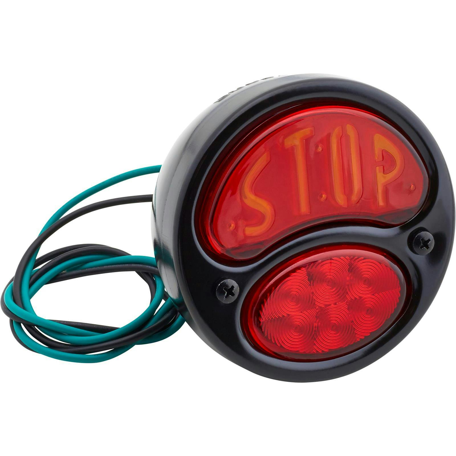 Replacement LED Tail Light with STOP Text, 28-31 Ford, Black