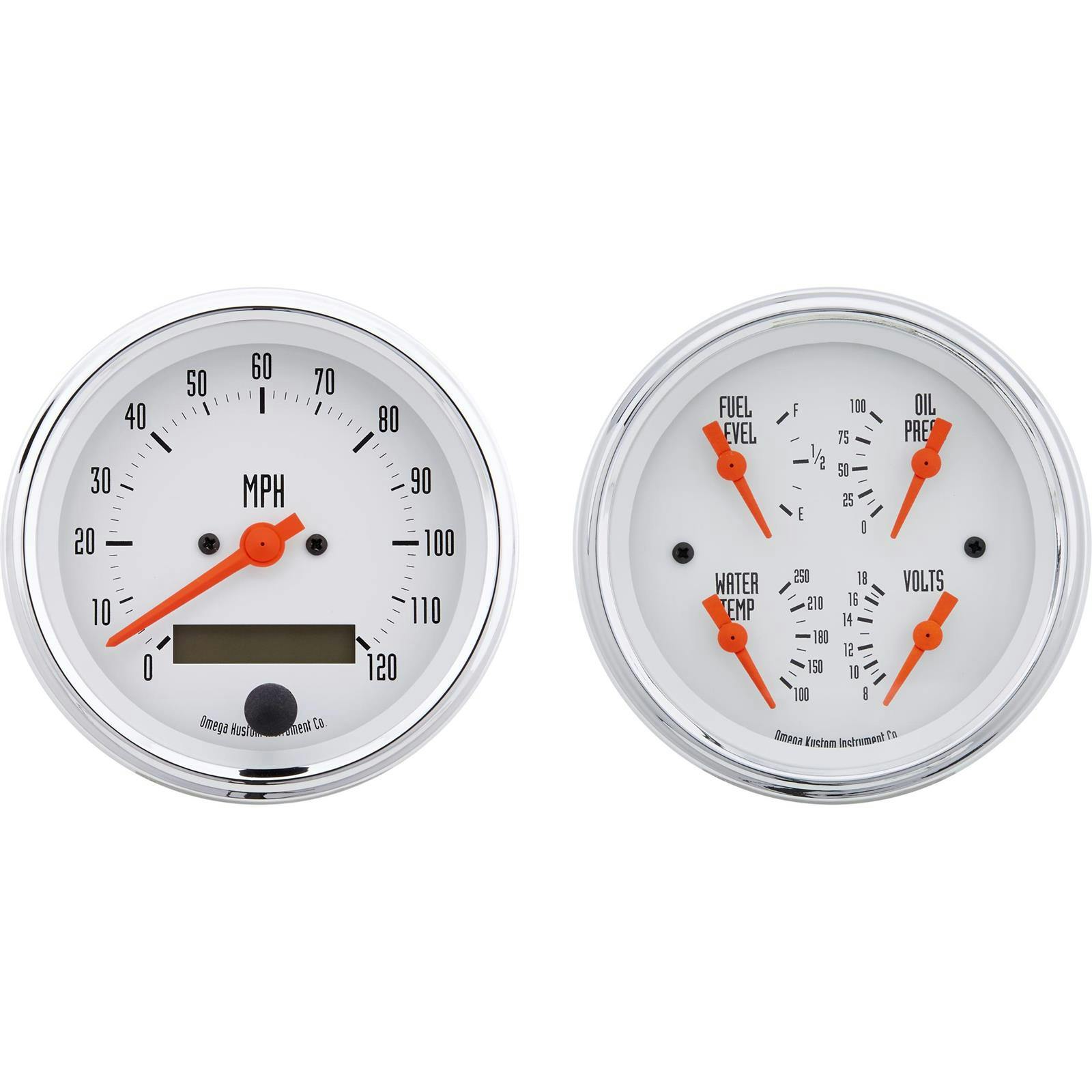 Omega Kustom Quad Gauge and Electric Speedometer Set, 3-3/8 Inch
