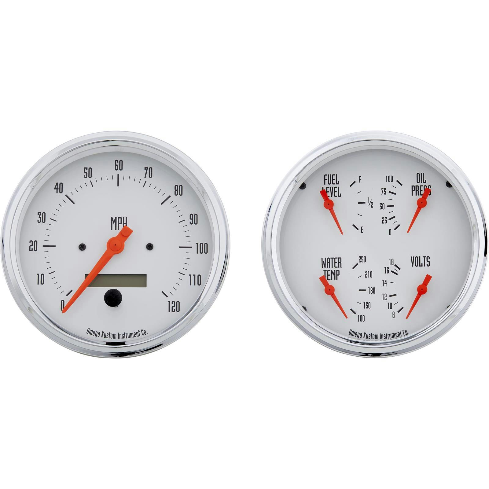 Omega Kustom Quad Gauge and Electric Speedometer Set, 4-5/8 Inch