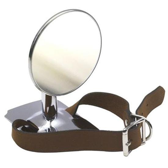 Spare Tire Mount Round Rear View Mirror w/ Leather Strap