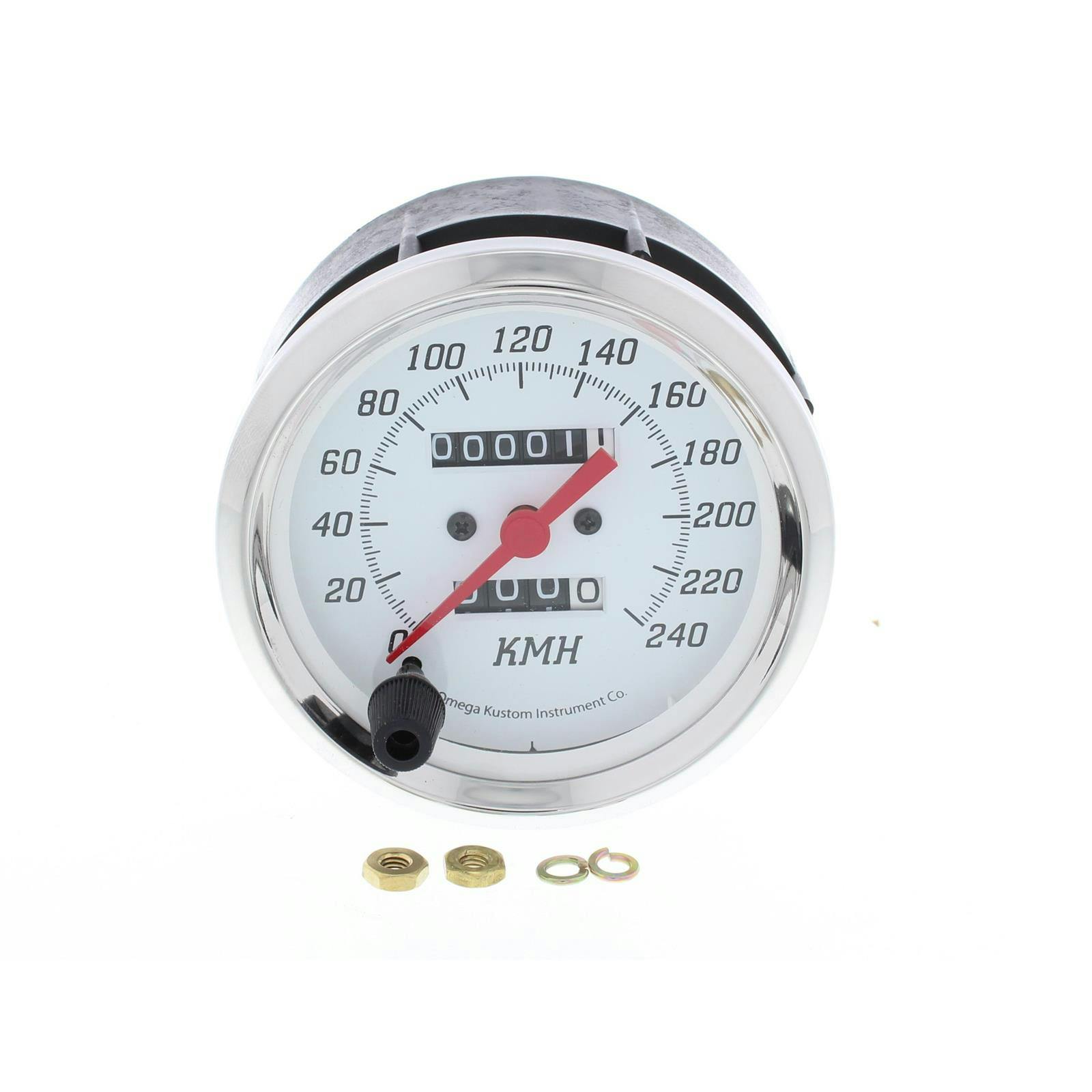 4" MECH SPEEDO,WHITE,METRIC