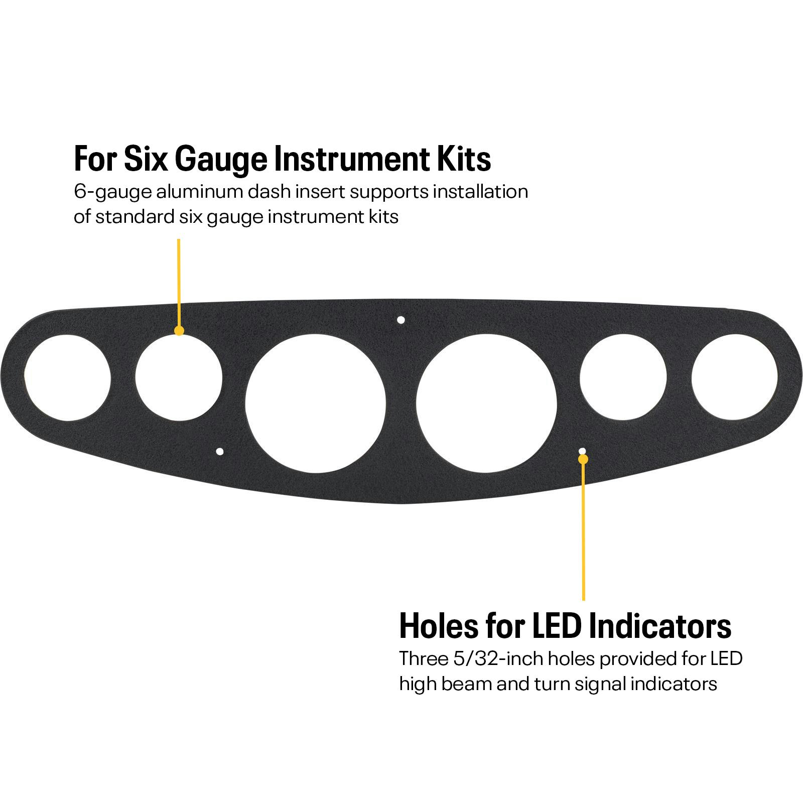 6 Gauge Universal Dash Insert, 3-3/8 Inch, Billet Aluminum