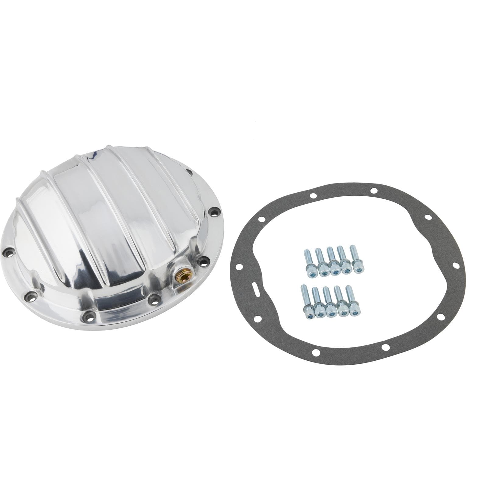 Finned Pol Alum Rearend Differential Cover, GM 8-1/2 Inch 10 Bolt