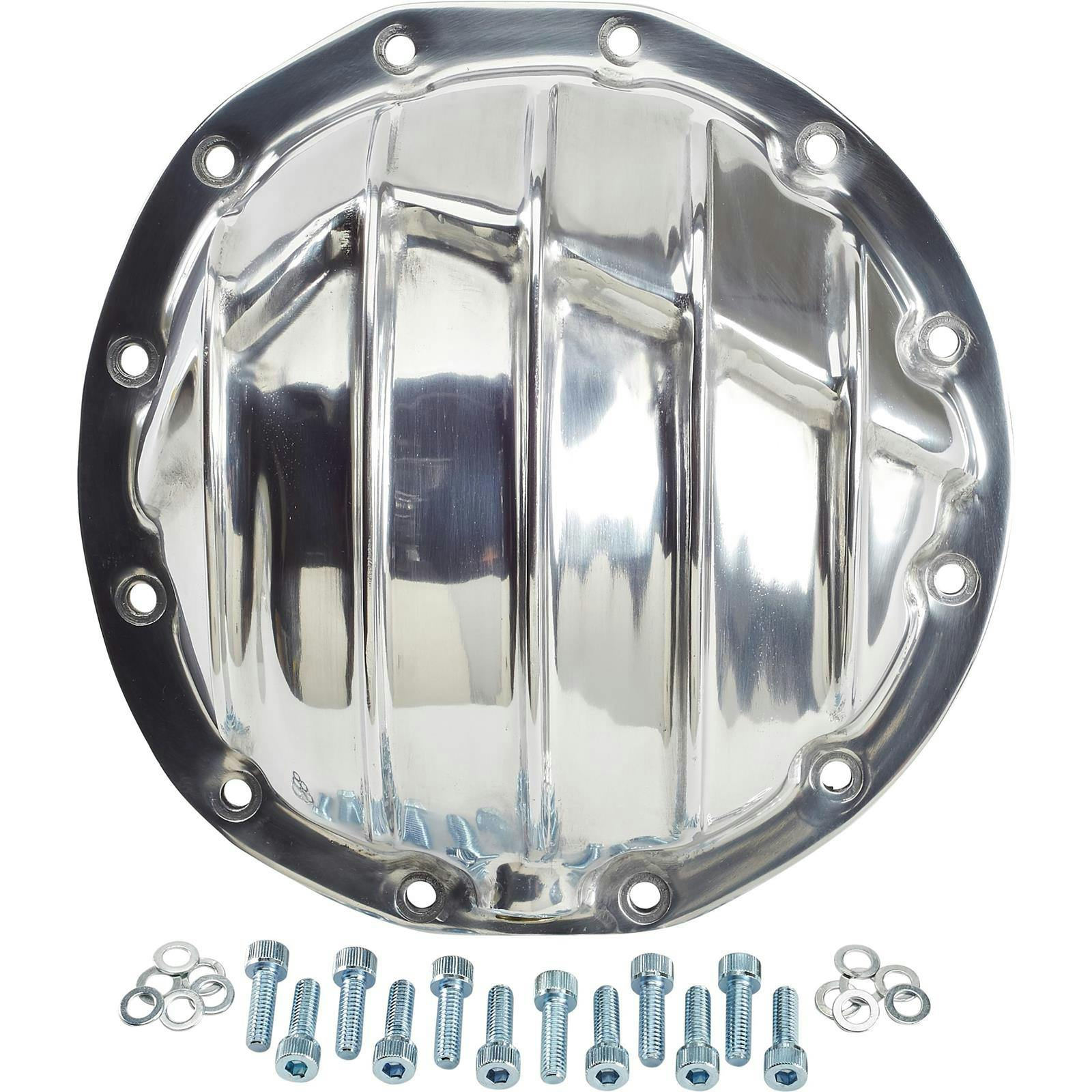 Finned Pol Alum Rearend Differential Cover, GM 8.875 Inch 12 Bolt
