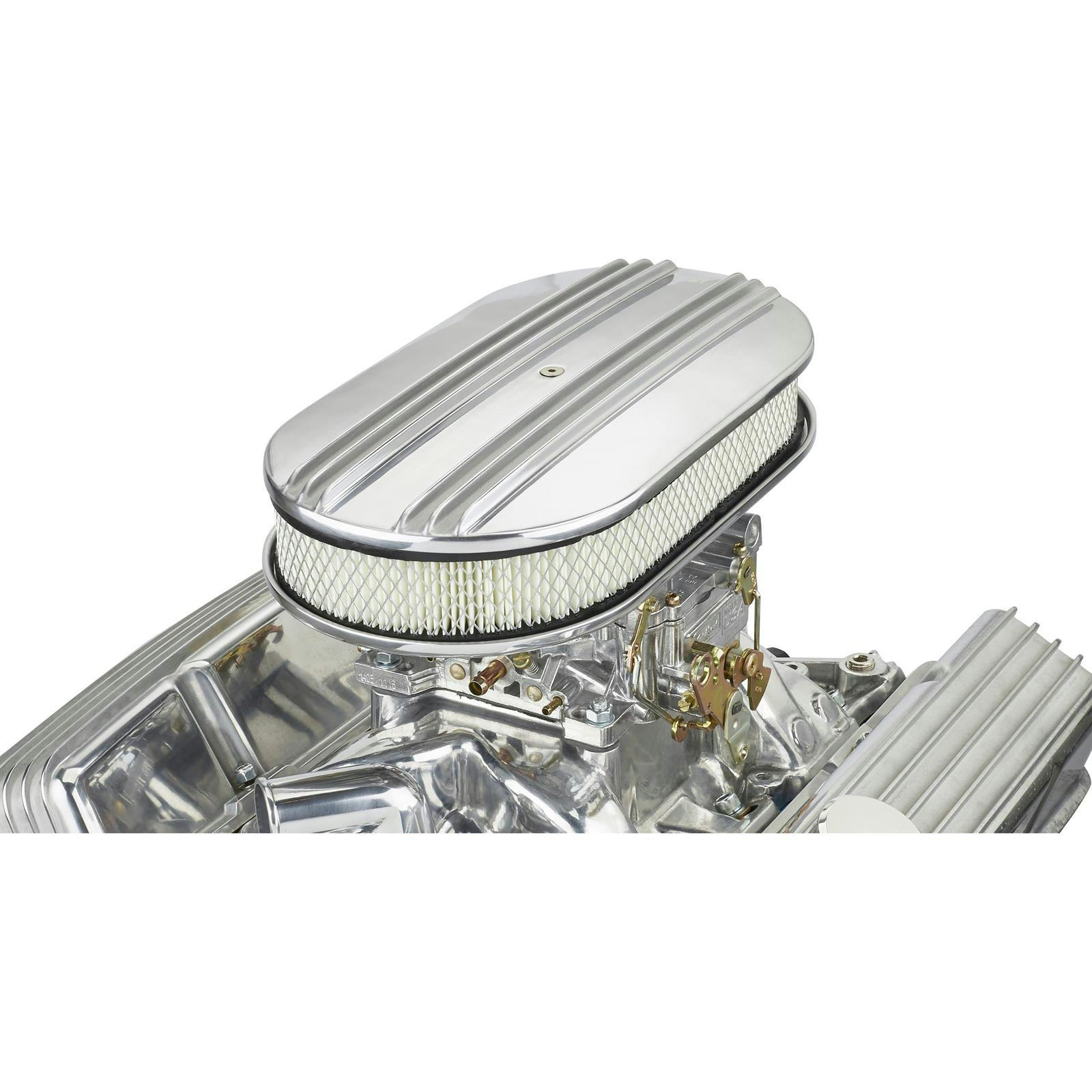 15 Inch Polished Aluminum Double Finned Oval Air Cleaner