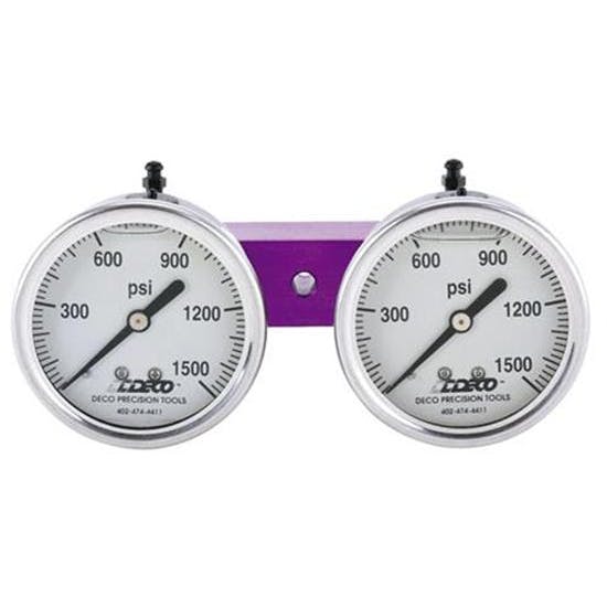 Dual Brake Pressure Gauge, 0-1500 PSI, White Face
