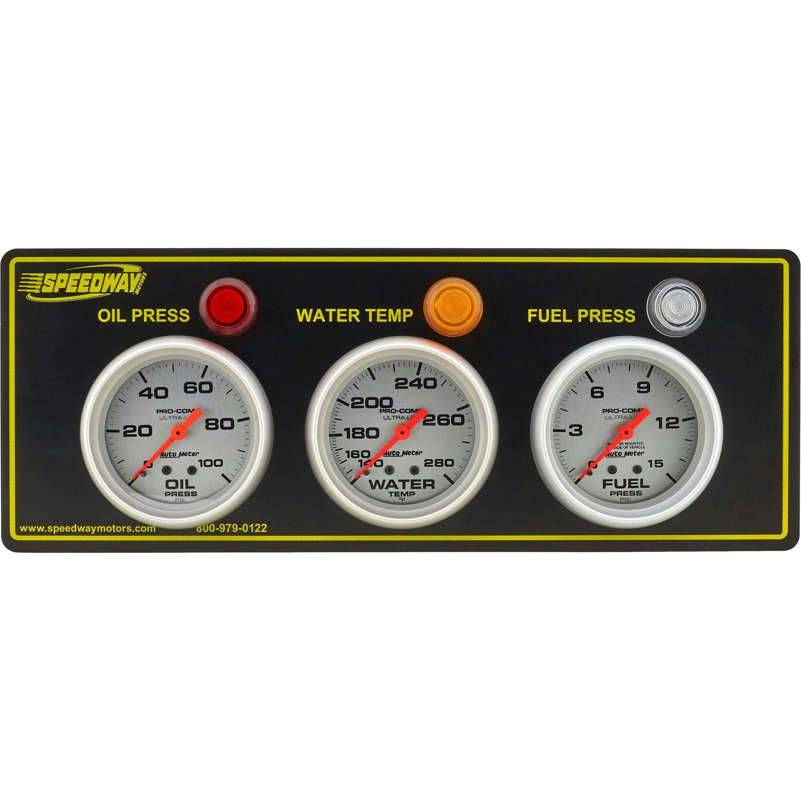 AutoMeter Ultra-Lite 3-Gauge Panel,Oil/Fuel Press,Water Temp
