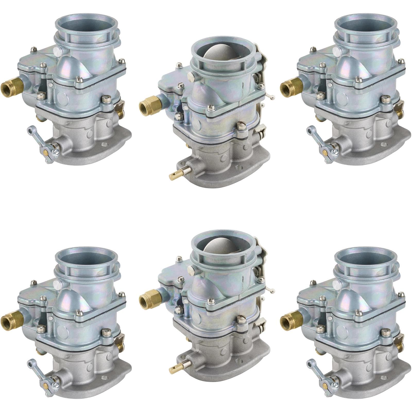 Set of 6 9 Super 7® 3-Bolt 2-Barrel Carburetors, Plain Finish
