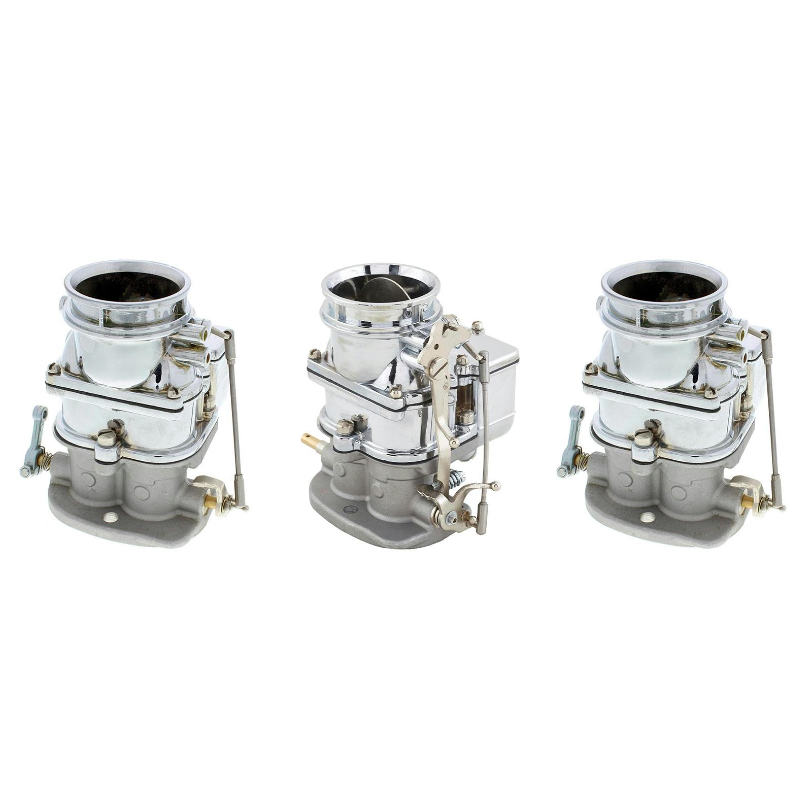 Set of 3 9 Super 7® 3-Bolt 2-Barrel Carburetors, Chrome Finish