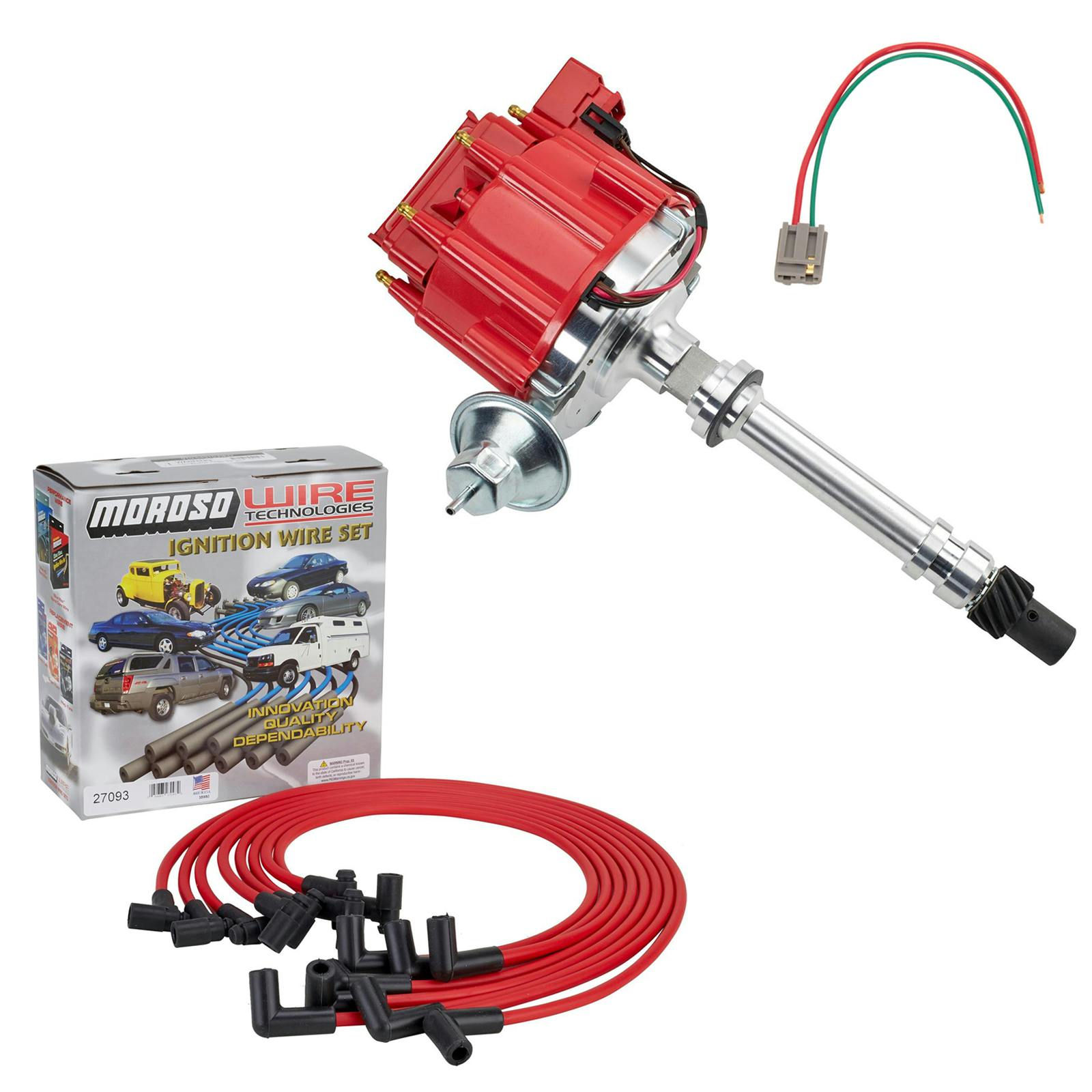 Chevy HEI Distributor and Spark Plug Wire Kit, Under Headers