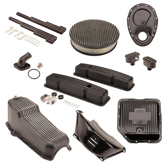 Speedway Motors SBC/TH350 Black Dress-Up Kit, Round A/C,Short V/C