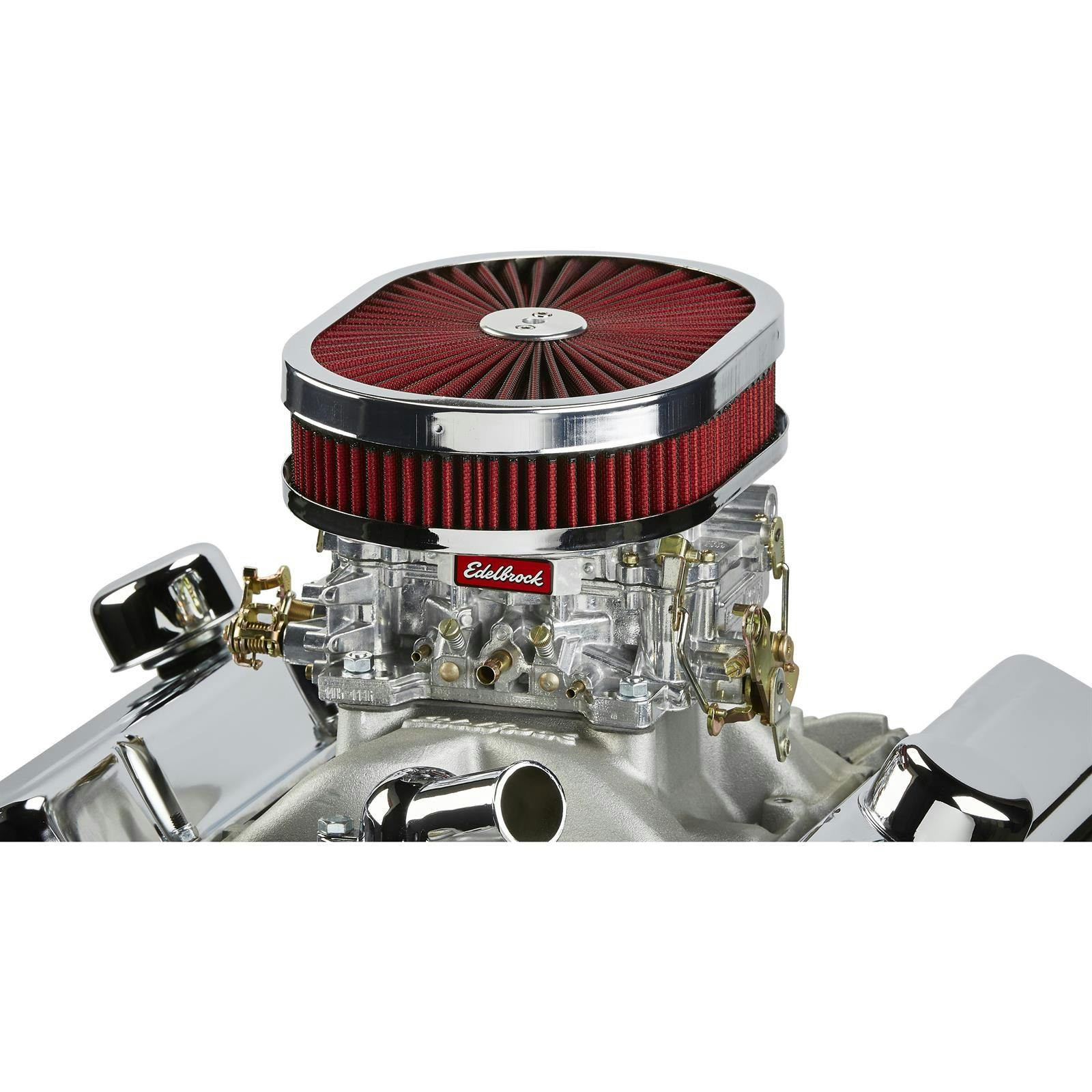 Super Flow Oval Air Cleaner Set, Red Element, Chrome Trim, 12 In