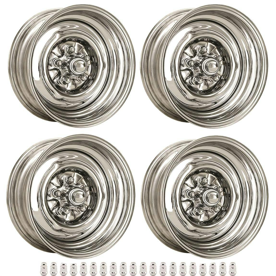 O/E Style Hot Rod Chrome Steel Wheel, Big And Little Kit, 4.75 BP
