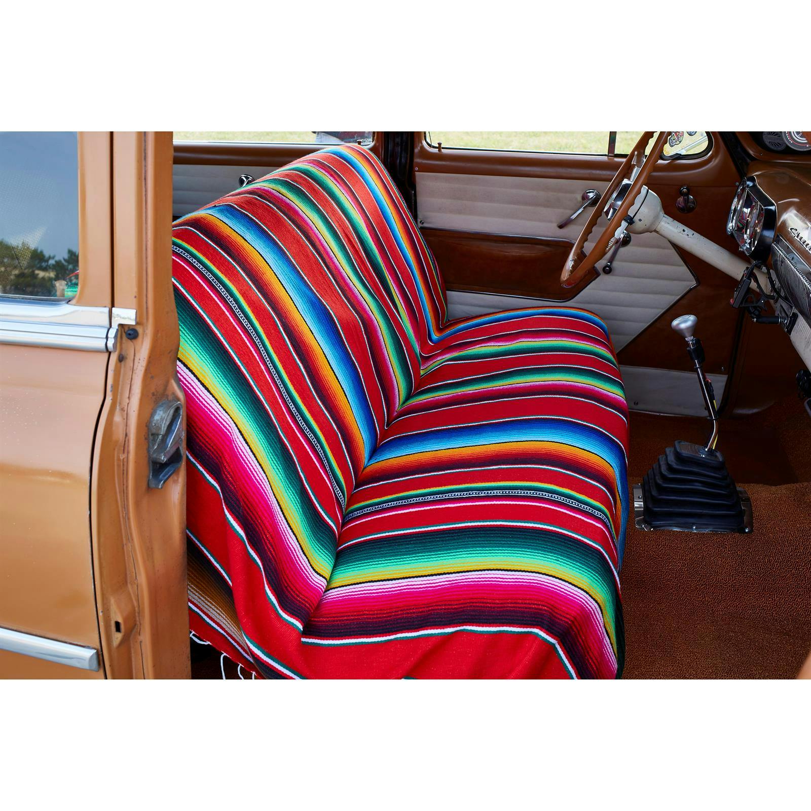 Red Serape Mexican Blanket for Custom Seat Cover, 84 x 64 Inch