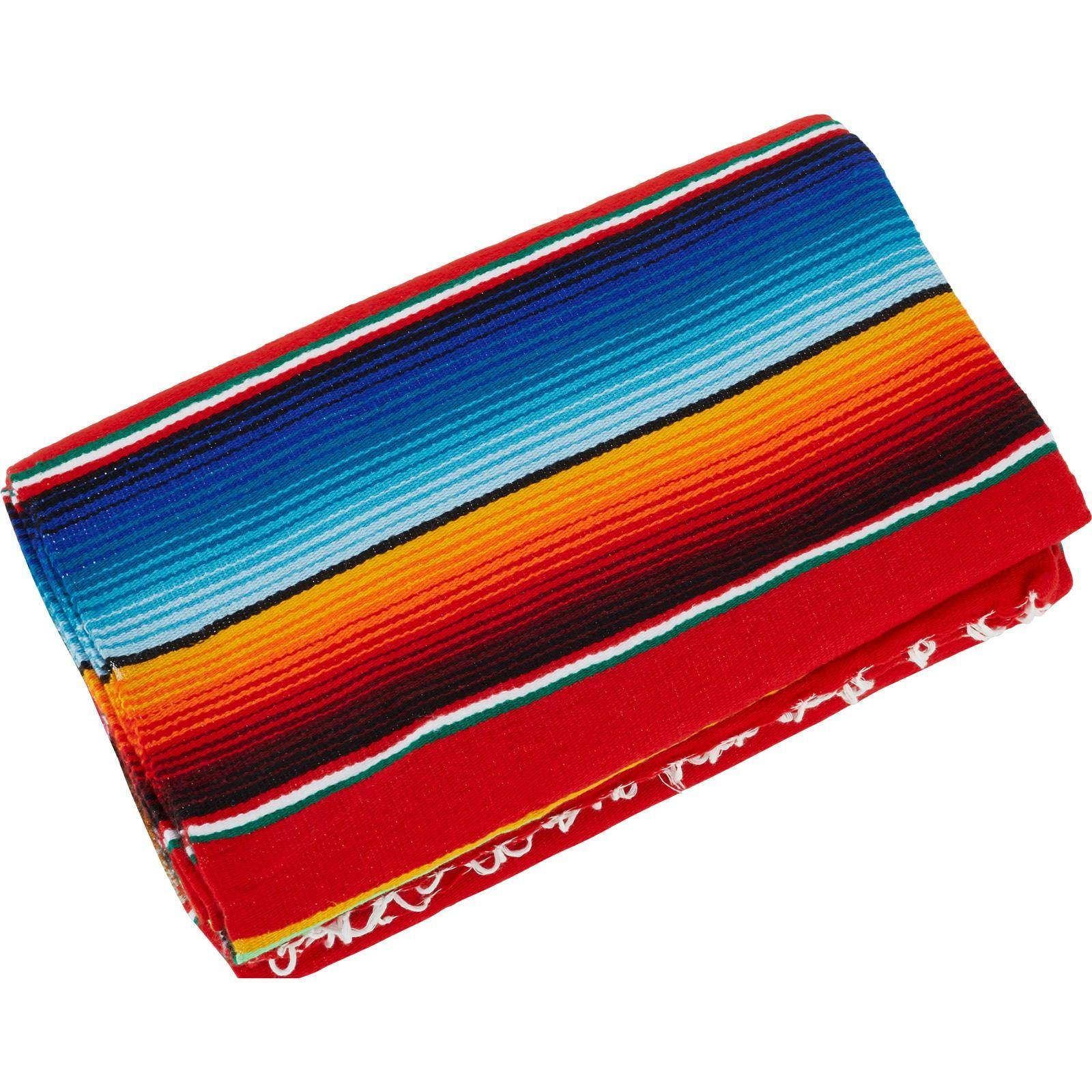 Red Serape Mexican Blanket for Custom Seat Cover, 84 x 64 Inch
