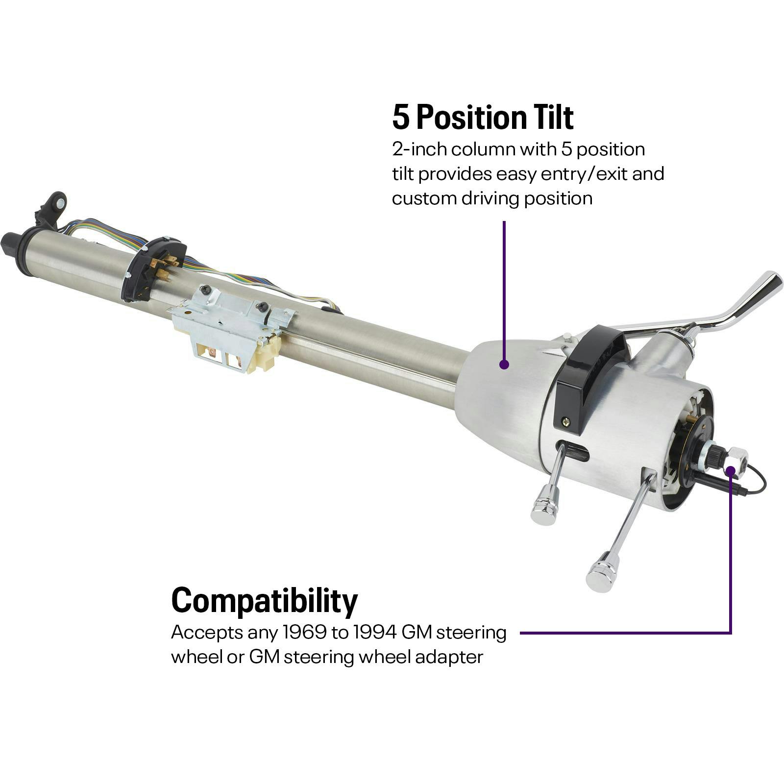 Universal GM Automatic Tilt/Shift Steering Column, 32", Raw, Key