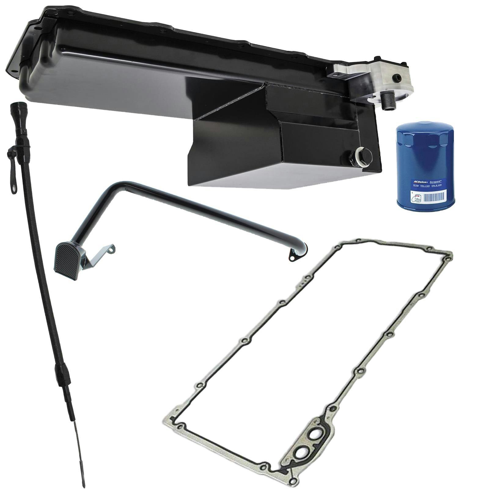 LS Swap Conversion Low Profile Oil Pan Kit, OEM Filter, Black