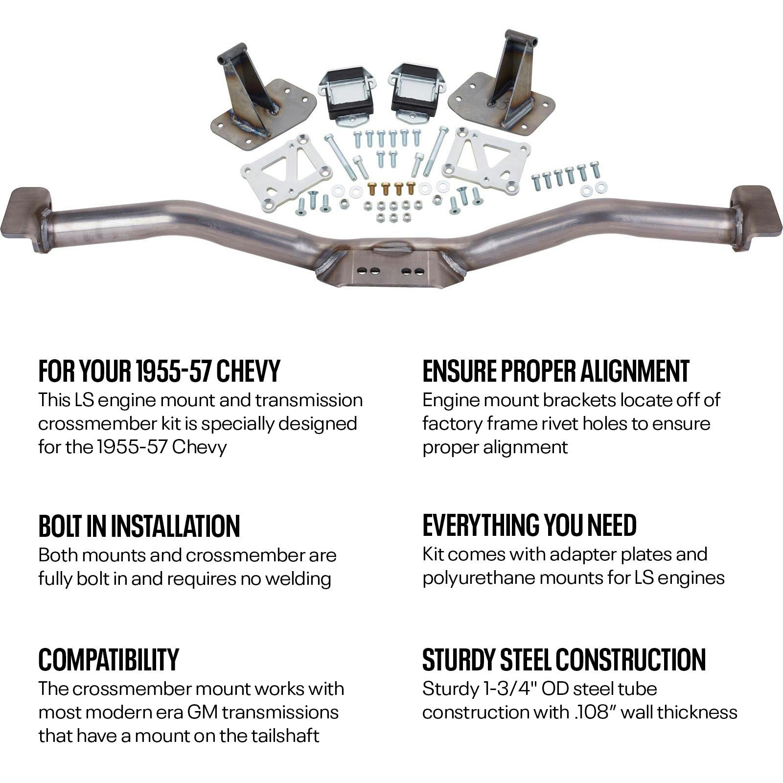 1955-57 Tri-5 Chevy LS Swap Engine Motor/Trans Mount Kit