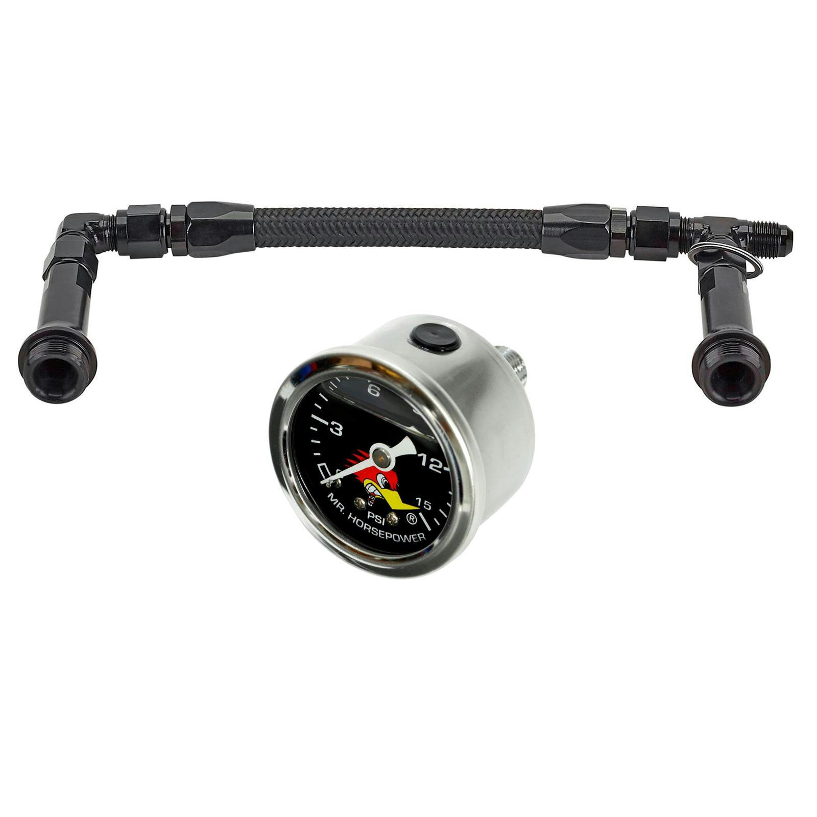 Fuel Log/Gauge for 4150 Style Carbs, AN -6, Black Braid/Fitting