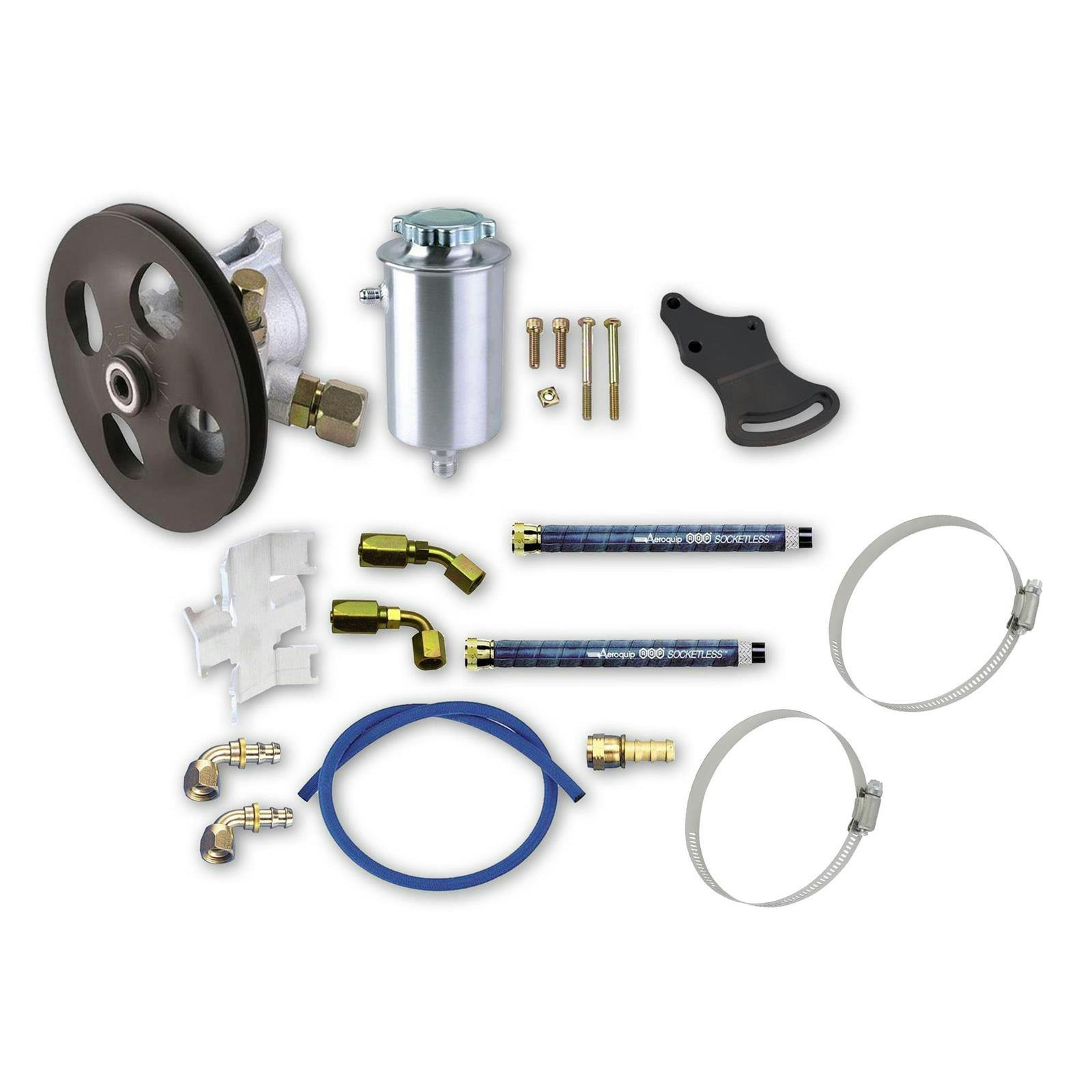 Complete Power Steering Pump Kit -Pump/Mounts/Tank/Lines/Fittings