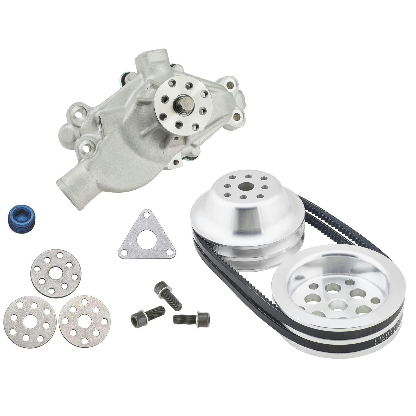 Small Block Chevy Aluminum Water Pump with 1:1 Pulleys