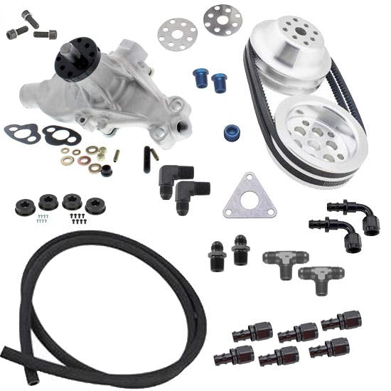 Small Block Chevy Adjustable Side Water Pump with V-Belt 1:1