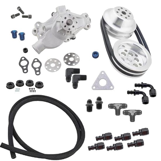 Small Block Chevy Aluminum Side Water Pump with V-Belts 1:1