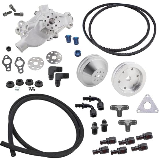 Small Block Chevy Aluminum Side Water Pump w/20% V-Belts