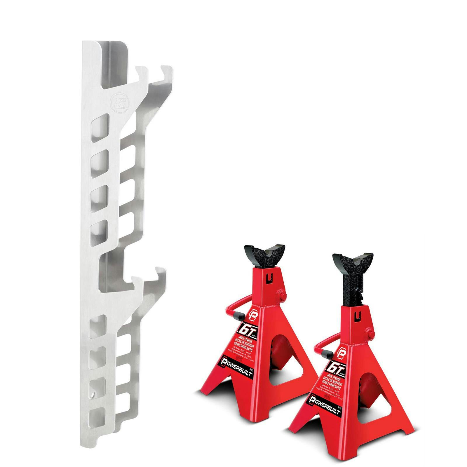 Jackstands, 6 Ton, 10 Position w/Wall Mount Storage Rack