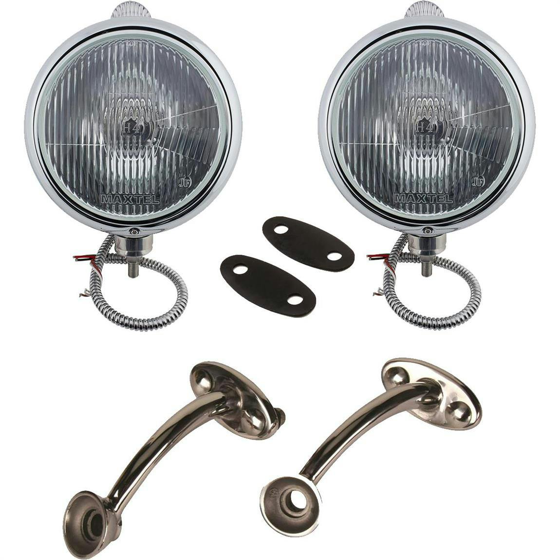 Guide 682-C Style 12-Volt Headlights w/ Mounting Brackets, Chrome