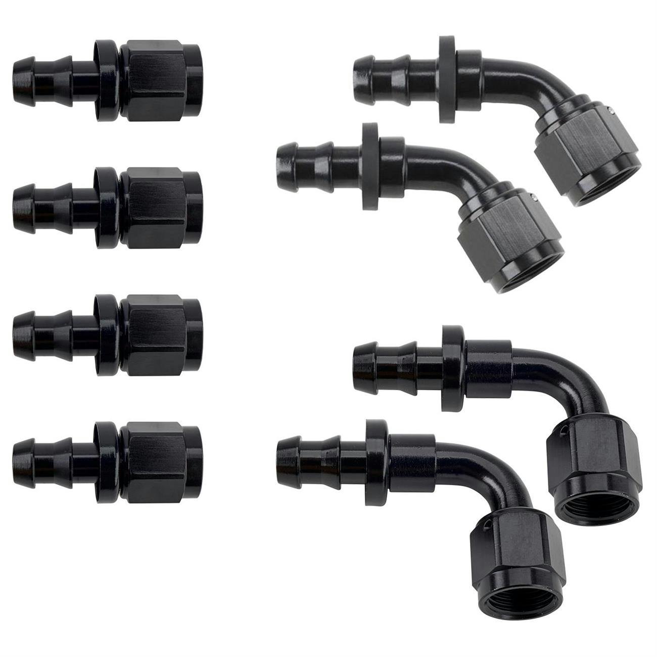 Speedway Motors Socketless Push-On Fitting Kit, -6AN, Black