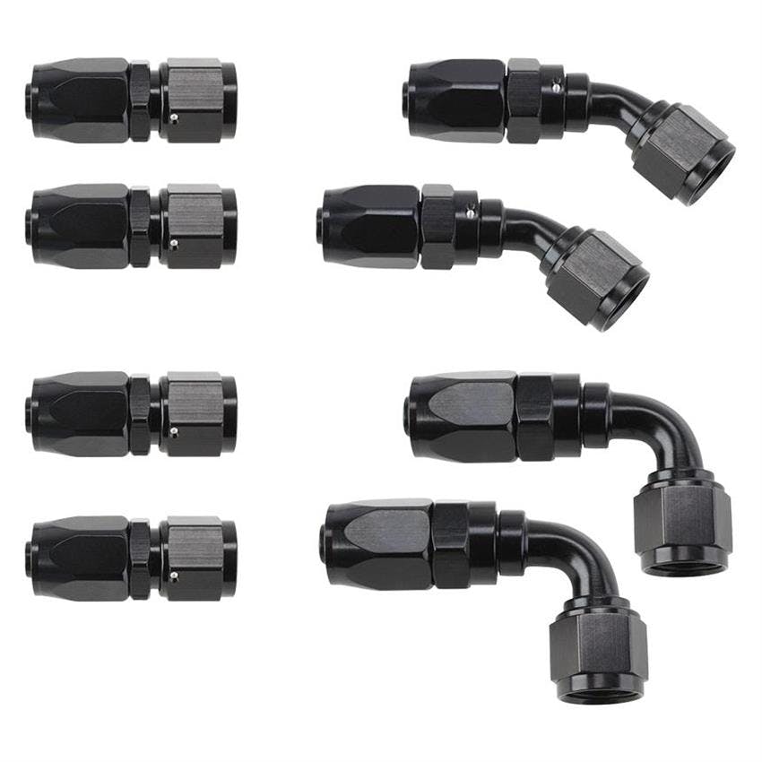 Speedway Motors Full Flow Swivel Fitting Kit, -6AN, Black