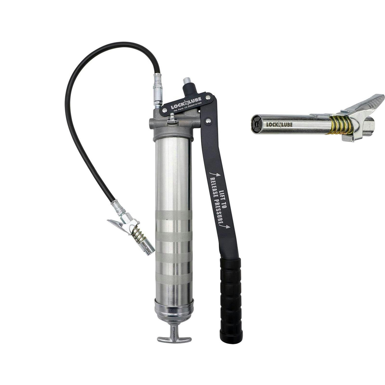 LockNLube Lever Grip Pro Grease Gun With Locking Coupler XL