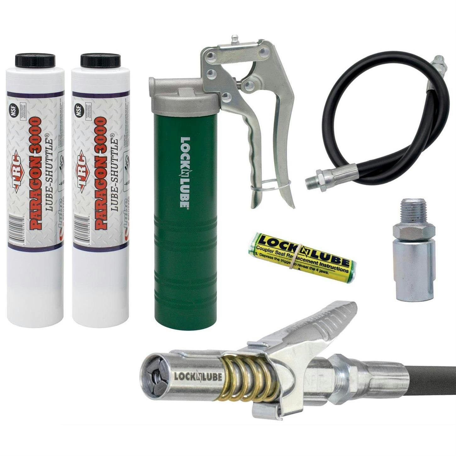LockNLube Pistol Grip Grease Gun Kit W/ Extra Spin-On Shuttle