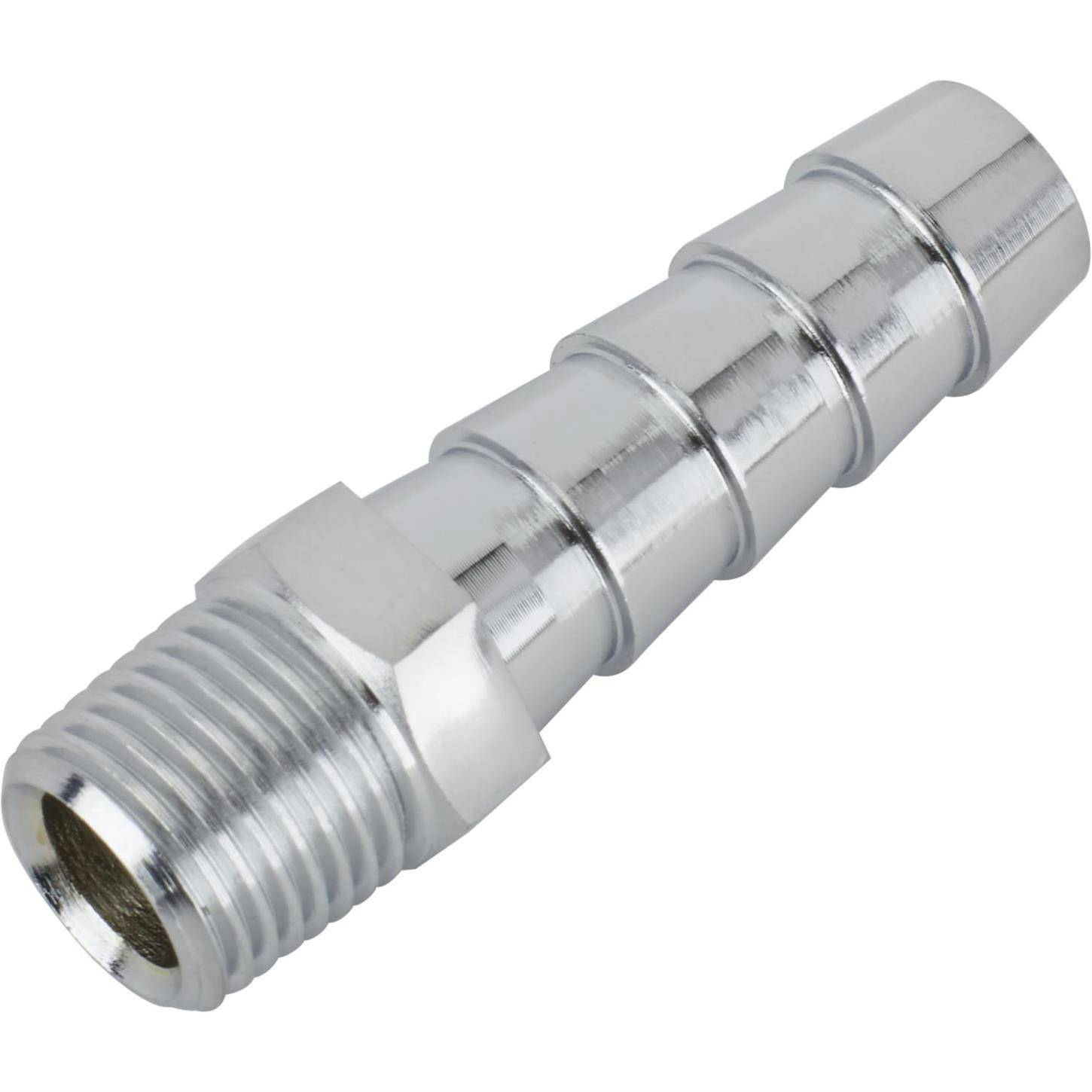 Straight Chrome Fitting, 5/16 Inch Hose to 1/8 Inch NPT