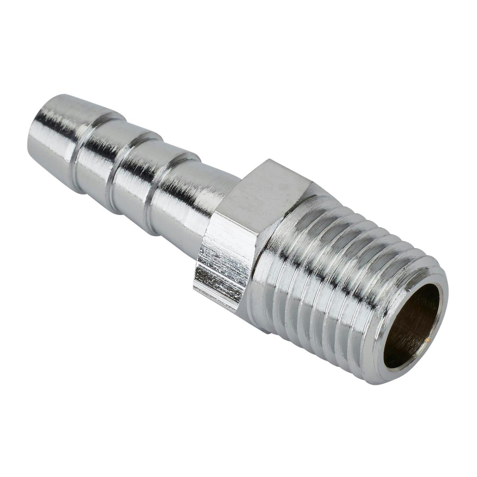 Straight Chrome Fitting, 5/16 Inch Hose to 1/4 Inch NPT